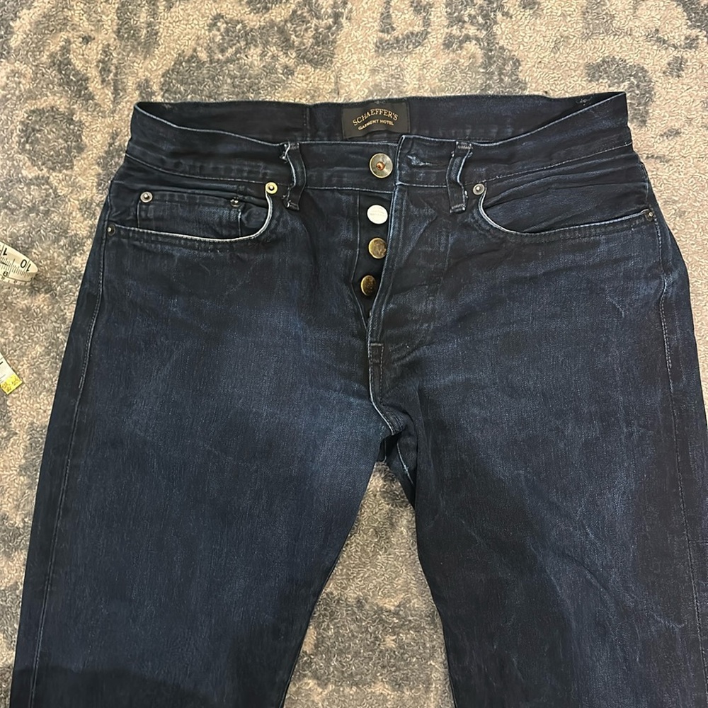 Schaeffer's Garment Hotel Mens Blue Denim Straight Leg Selvedge Jeans Sz 32x33